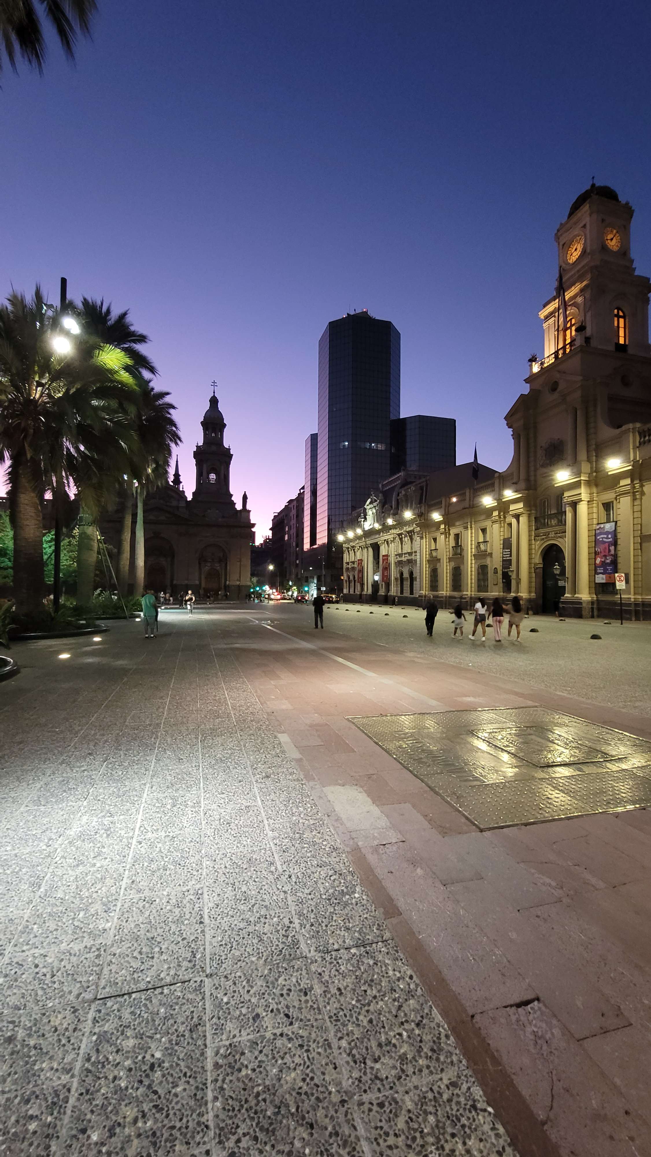 Plaza de Armas de Santiago Chile at the night