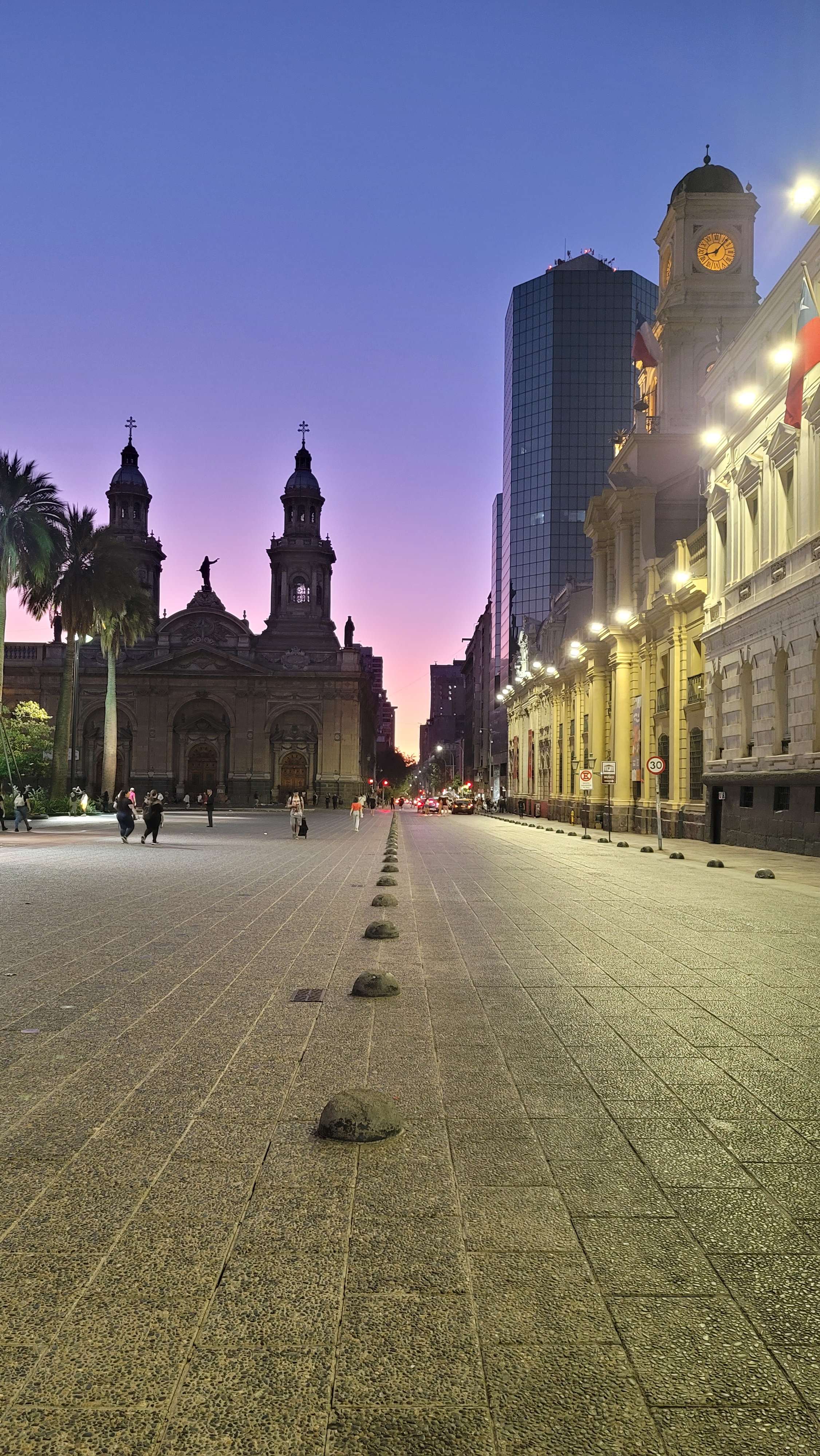 Plaza de Armas de Santiago Chile at the night
